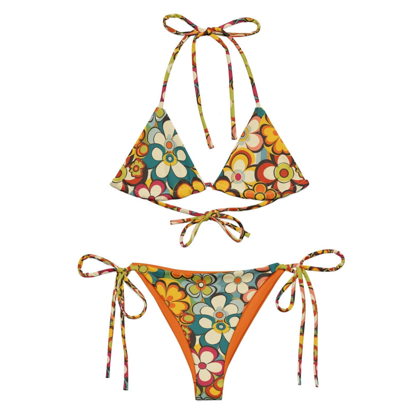 Baha Ranch Yeehaw Woodstock Retro Floral String Bikini - Baha Ranch Western Wear - Flyclothing LLC