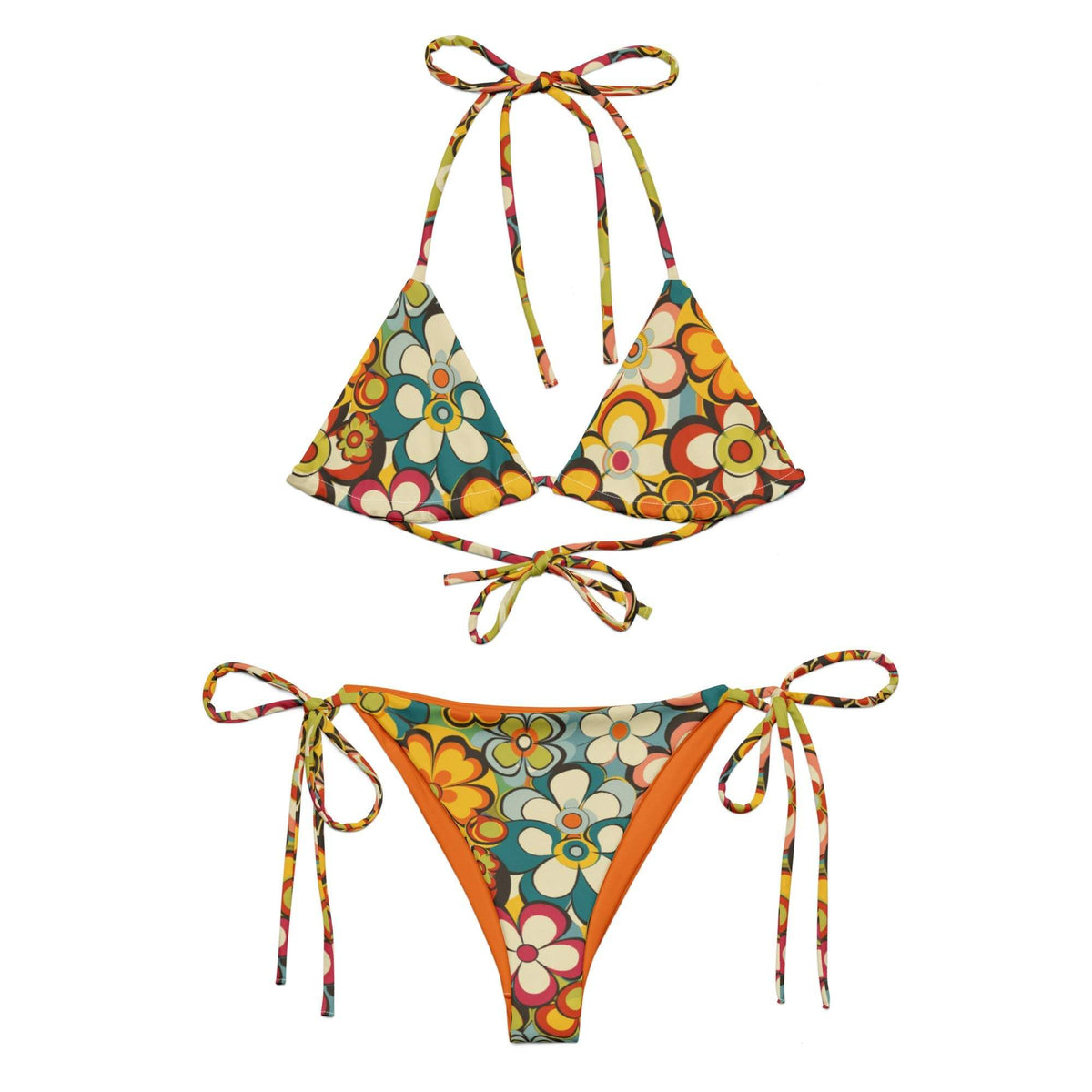 Baha Ranch Yeehaw Woodstock Retro Floral String Bikini - Baha Ranch Western Wear - Flyclothing LLC