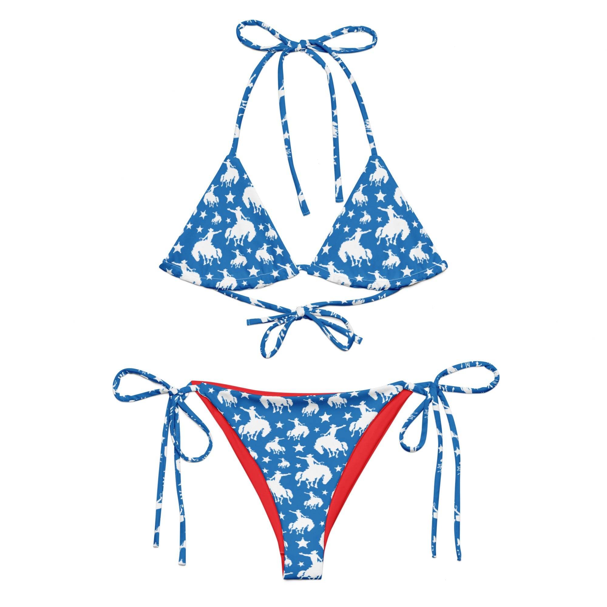 Baha Ranch Yeehaw Blue Rodeo Cowboy String Bikini - Baha Ranch Western Wear - Flyclothing LLC