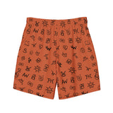 Baha Ranch Yeehaw Brown Cattle Brands Men's Swim Trunks