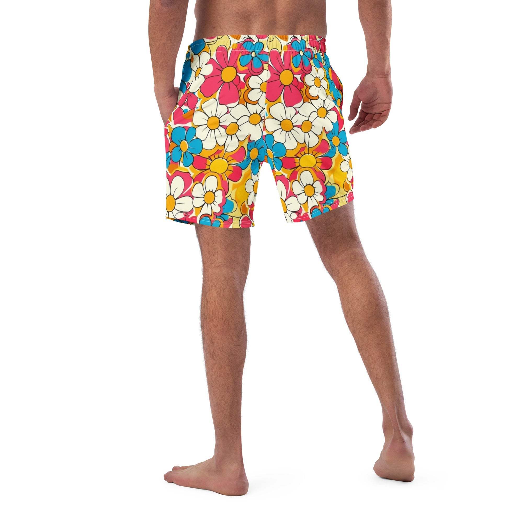 Baha Ranch Yeehaw Flower Child Retro Men's Swim Trunks - Baha Ranch Western Wear - Flyclothing LLC