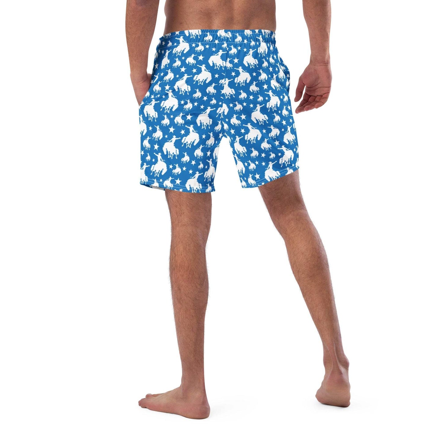 Baha Ranch Yeehaw Blue Rodeo Cowboy Men's Swim Trunks - Baha Ranch Western Wear - Flyclothing LLC