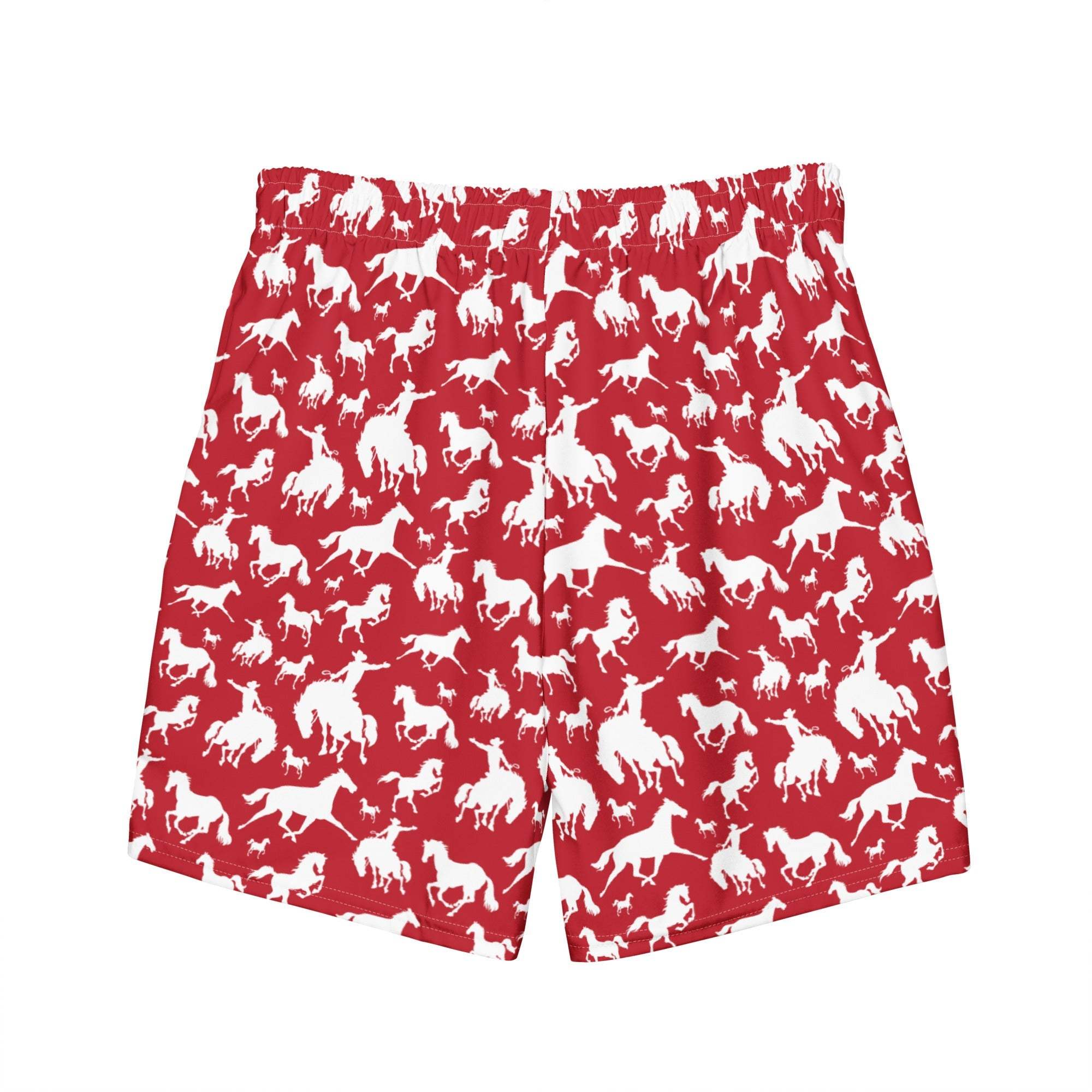 Baha Ranch Yeehaw Red Rodeo Cowboy Men's Swim Trunks - Baha Ranch Western Wear - Flyclothing LLC