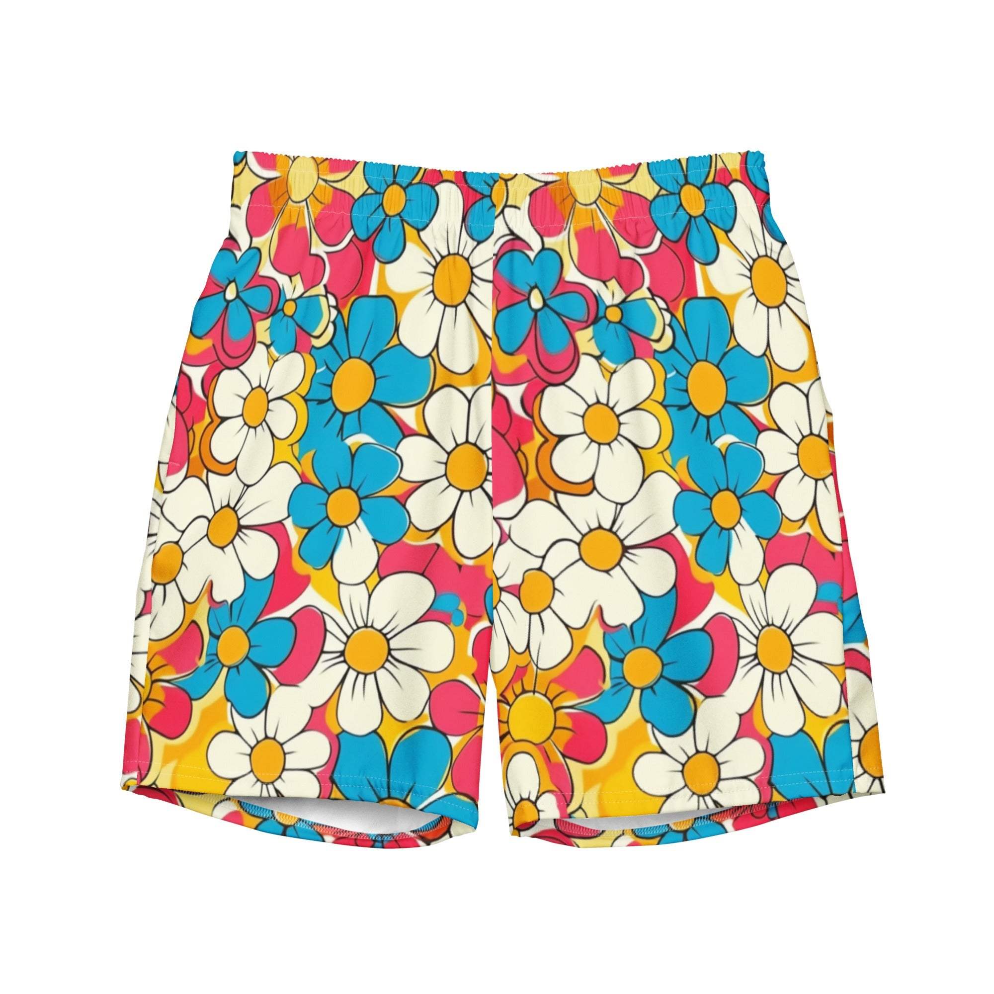 Baha Ranch Yeehaw Flower Child Retro Men's Swim Trunks - Baha Ranch Western Wear - Flyclothing LLC