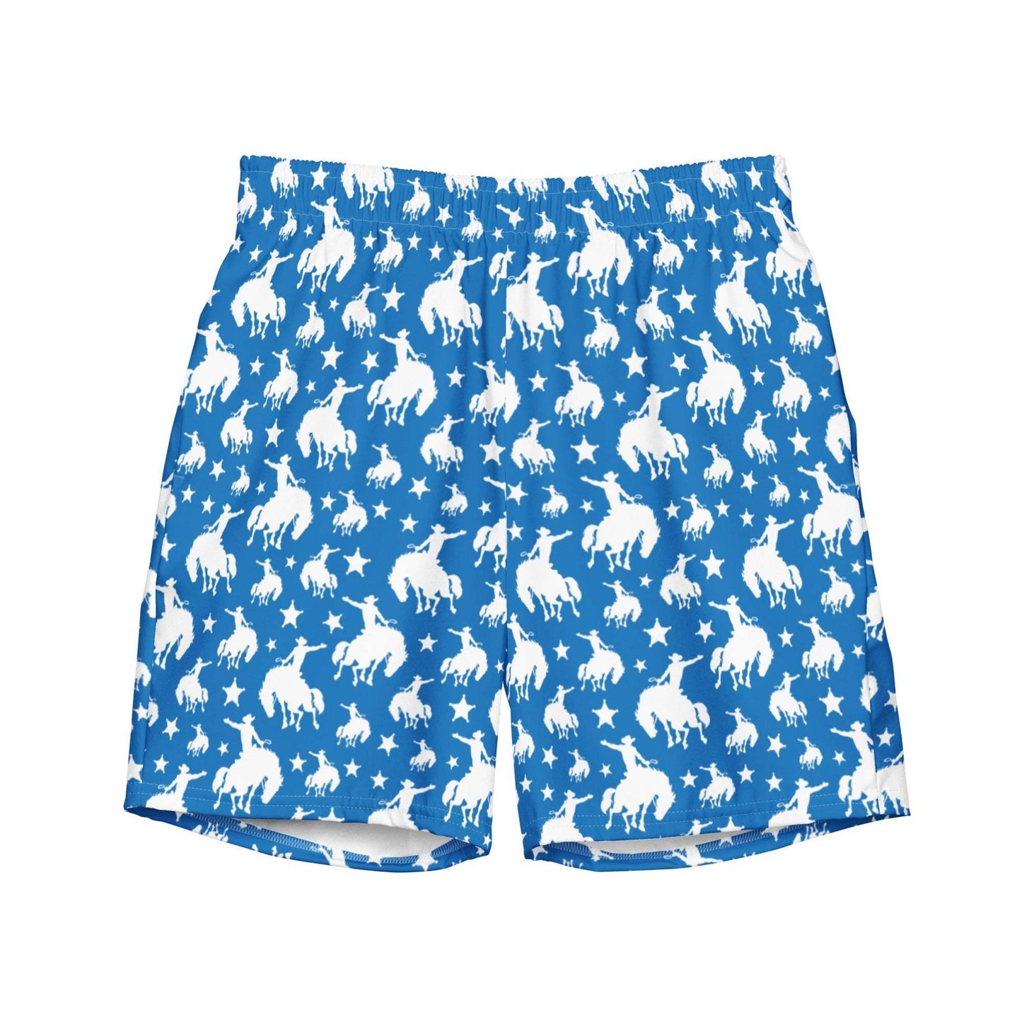 Baha Ranch Yeehaw Blue Rodeo Cowboy Men's Swim Trunks - Baha Ranch Western Wear - Flyclothing LLC