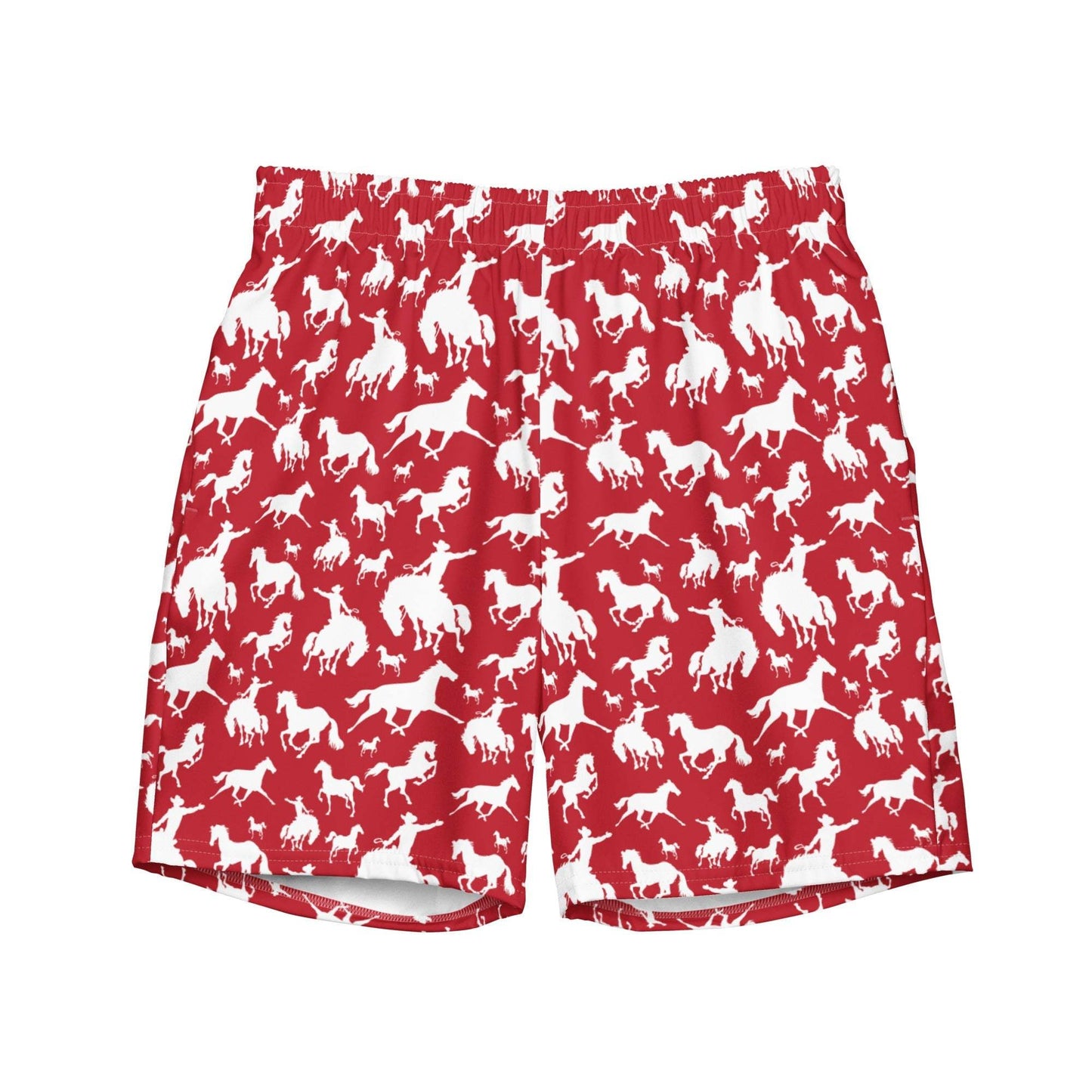 Baha Ranch Yeehaw Red Rodeo Cowboy Men's Swim Trunks - Baha Ranch Western Wear - Flyclothing LLC