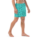 Baha Ranch Yeehaw Turquoise Cattle Brands Men's Swim Trunks