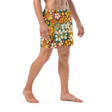 Baha Ranch Yeehaw Woodstock Retro Floral Men's Swim Trunks