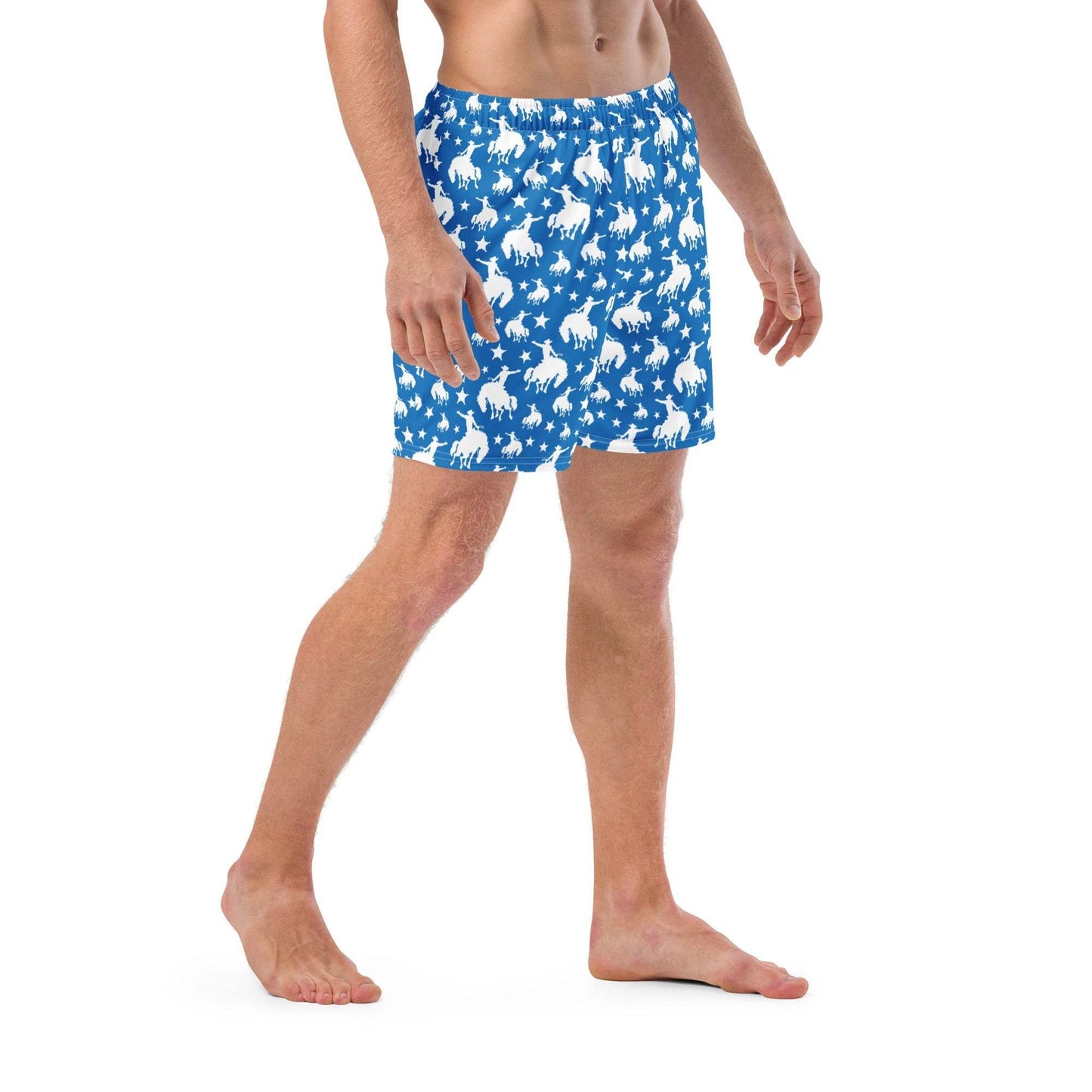 Baha Ranch Yeehaw Blue Rodeo Cowboy Men's Swim Trunks - Baha Ranch Western Wear - Flyclothing LLC