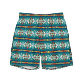 Baha Ranch Yeehaw Teal Aztec Blanket Print Mens Swim Shorts
