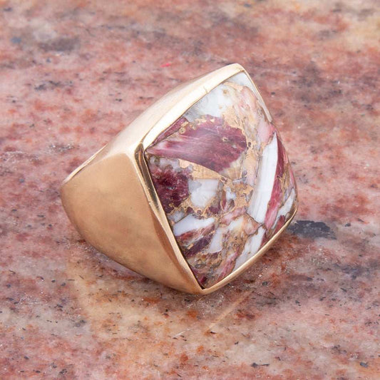 Square Purple Spiny Oyster Shell Matrix and Bronze Ring - Barse Jewelry - Flyclothing LLC
