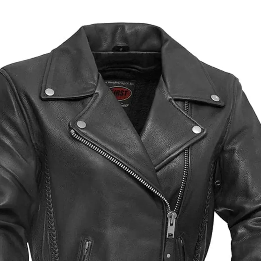 Allure Women's Motorcycle Leather Jacket - First Manufacturing Company - Flyclothing LLC
