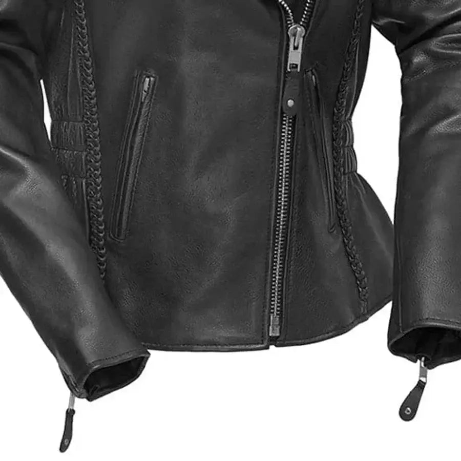 Allure Women's Motorcycle Leather Jacket - First Manufacturing Company - Flyclothing LLC