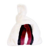 Amalia Colorblock Fluffy Faux Fur Slouchy Tote Bag Handbag - Madeline Love - Flyclothing LLC