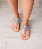 Amare Beaded Sandals in Silver - Naughty Monkey