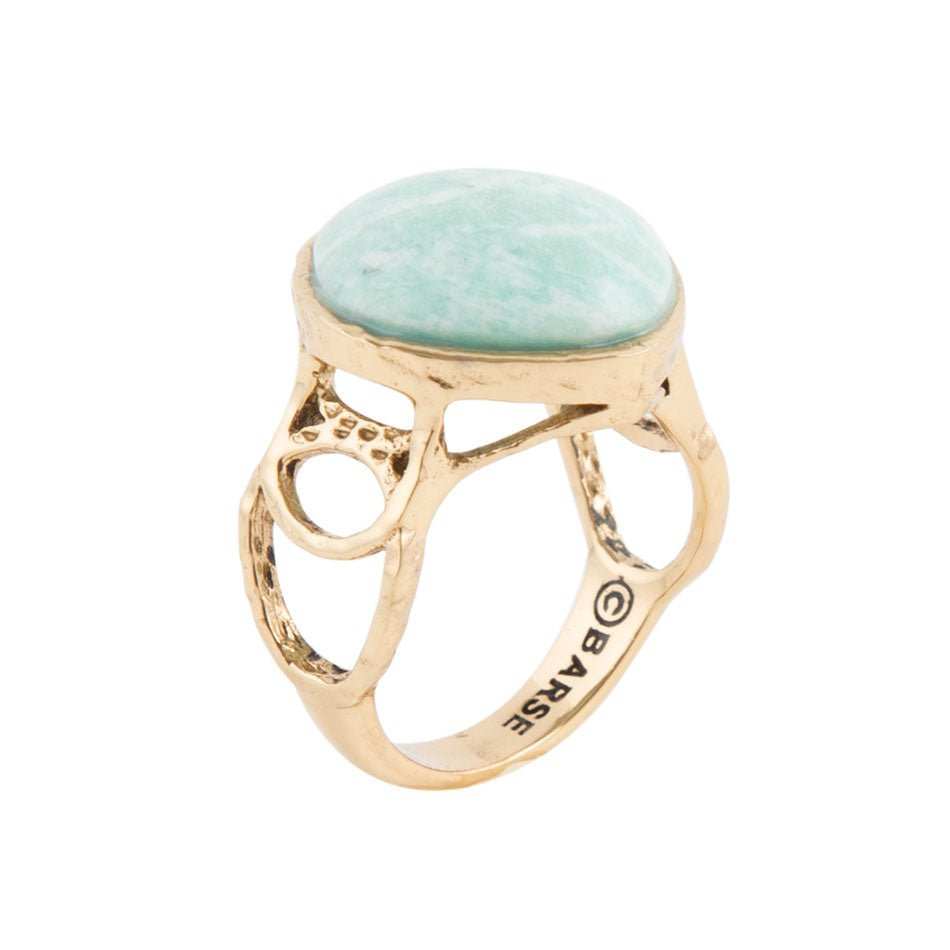 Blue Amazonite and Golden Bronze Circle Dance Ring - Barse Jewelry - Flyclothing LLC