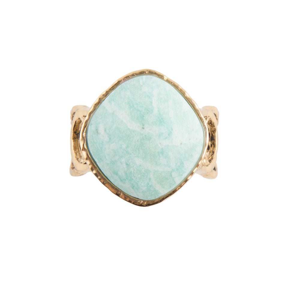 Blue Amazonite and Golden Bronze Circle Dance Ring - Barse Jewelry - Flyclothing LLC
