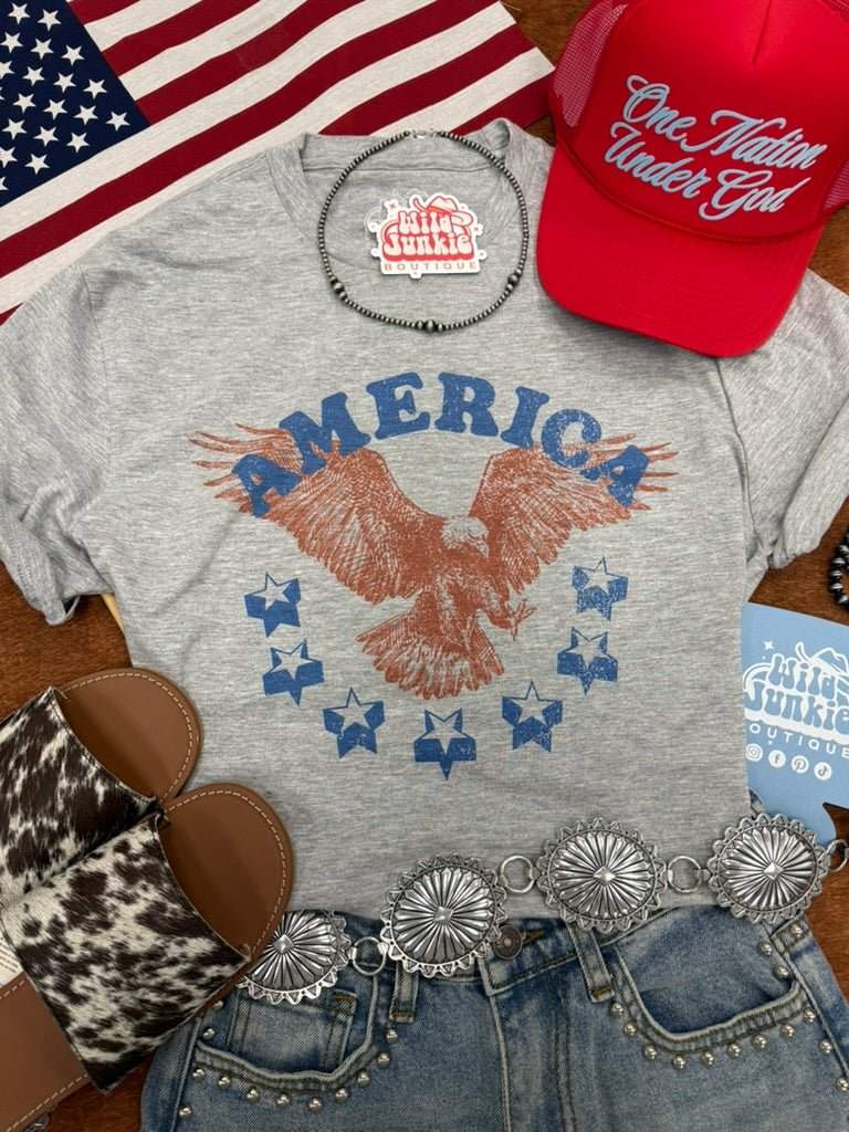 America Patriotic Eagle Graphic Tee - Wild Junkie - Flyclothing LLC