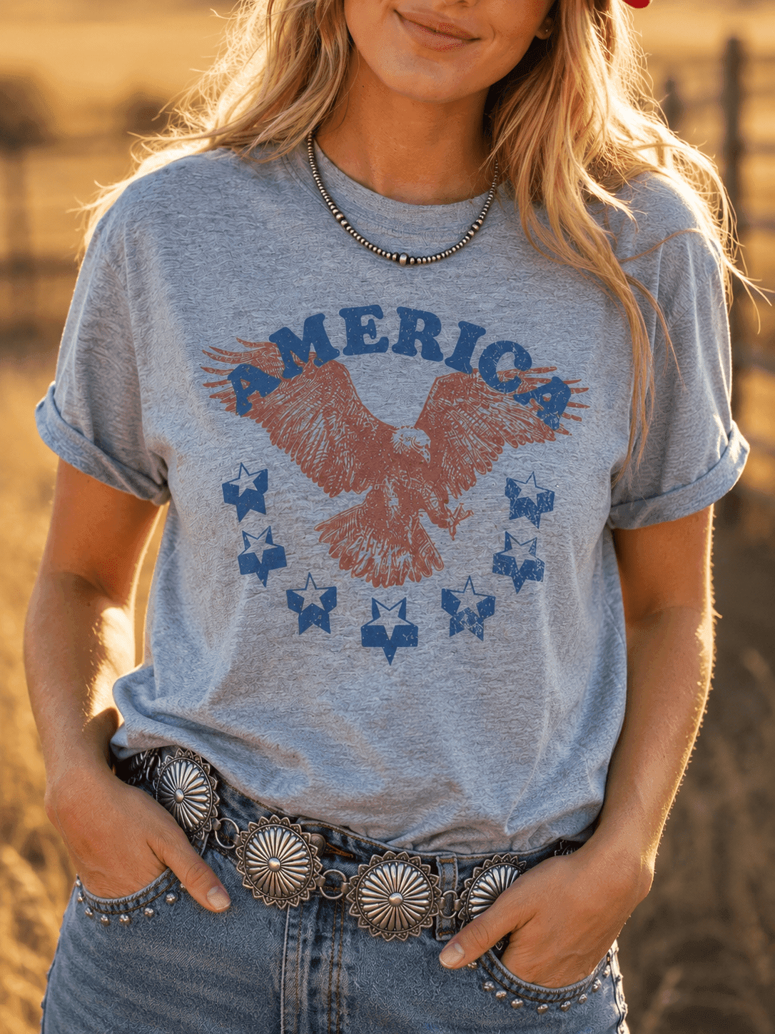 America Patriotic Eagle Graphic Tee - Wild Junkie - Flyclothing LLC
