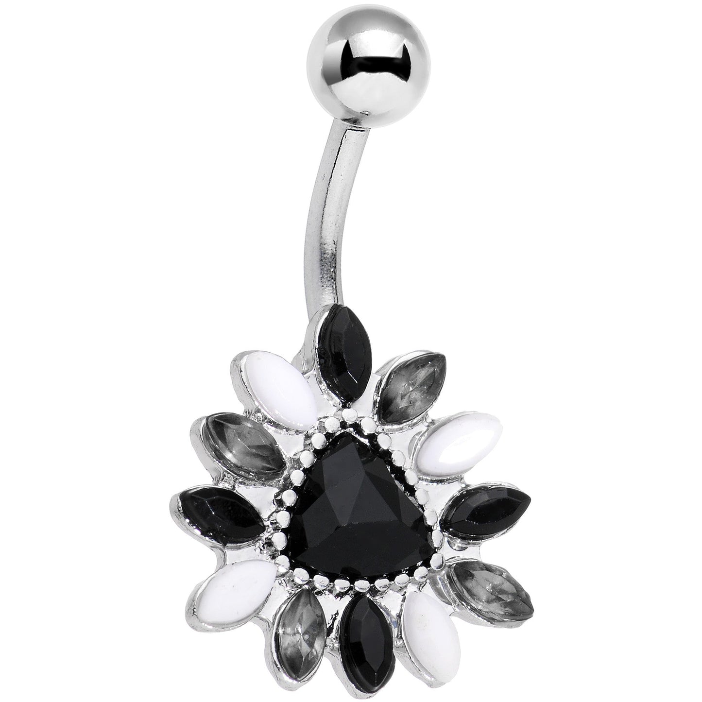Black White Gem Art Deco Splash Belly Ring - BodyCandy - Flyclothing LLC