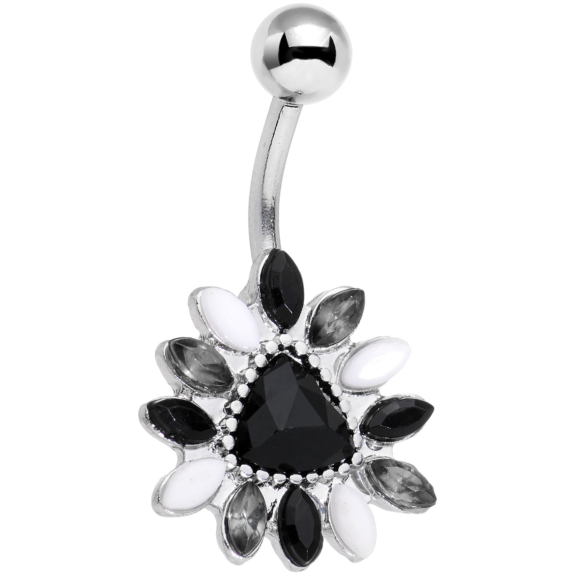 Black White Gem Art Deco Splash Belly Ring - BodyCandy - Flyclothing LLC