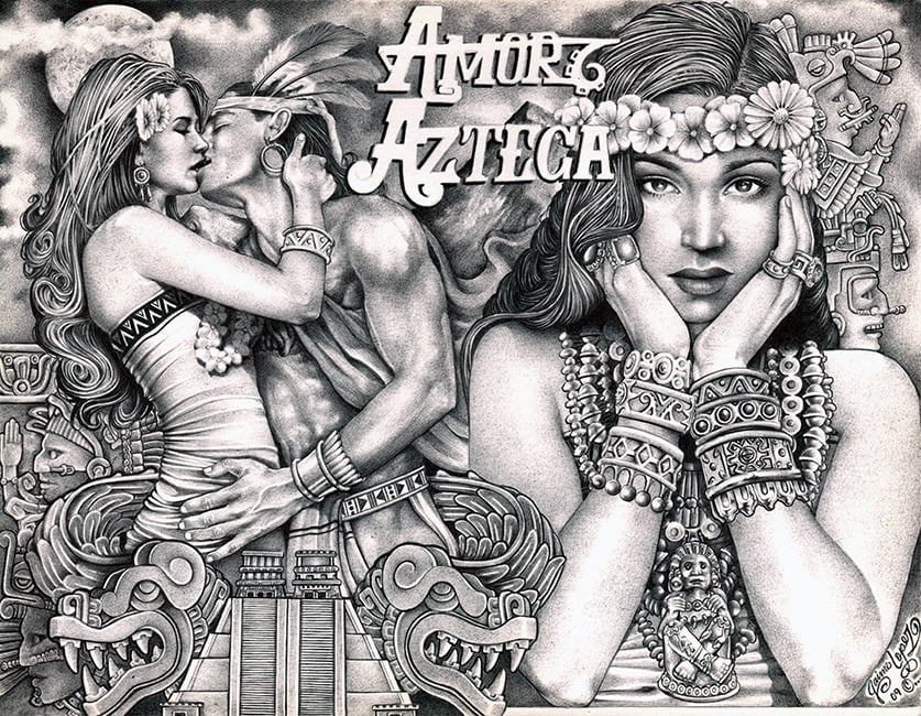 Black Market Art Company Amor Azteca Print