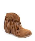 Amos Fringe Ankle Bootie in Tan Suede - Naughty Monkey