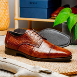 21-532-CGM ANDREA Crocodile Lace Up, Cognac - Zelli Italia - Flyclothing LLC