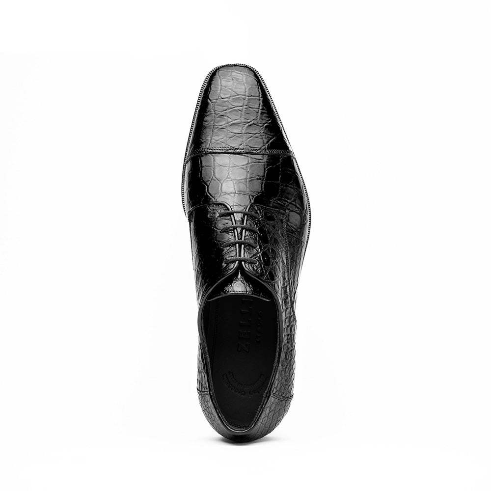 21-532-BKM ANDREA Crocodile Lace Up, Black - Zelli Italia - Flyclothing LLC