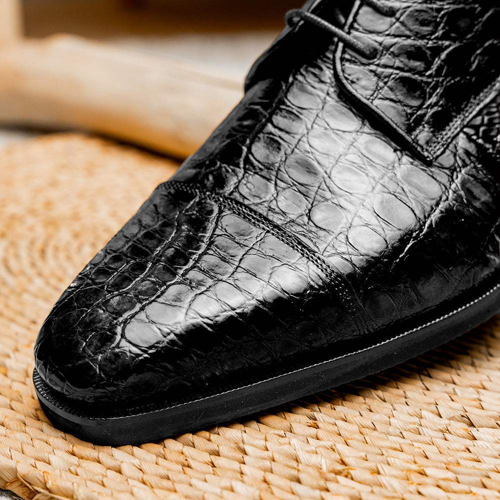 21-532-BKM ANDREA Crocodile Lace Up, Black - Zelli Italia - Flyclothing LLC