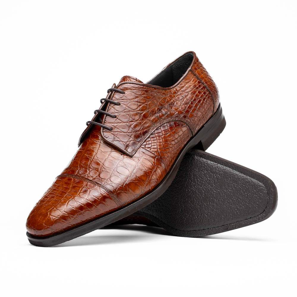 21-532-CGM ANDREA Crocodile Lace Up, Cognac - Zelli Italia - Flyclothing LLC