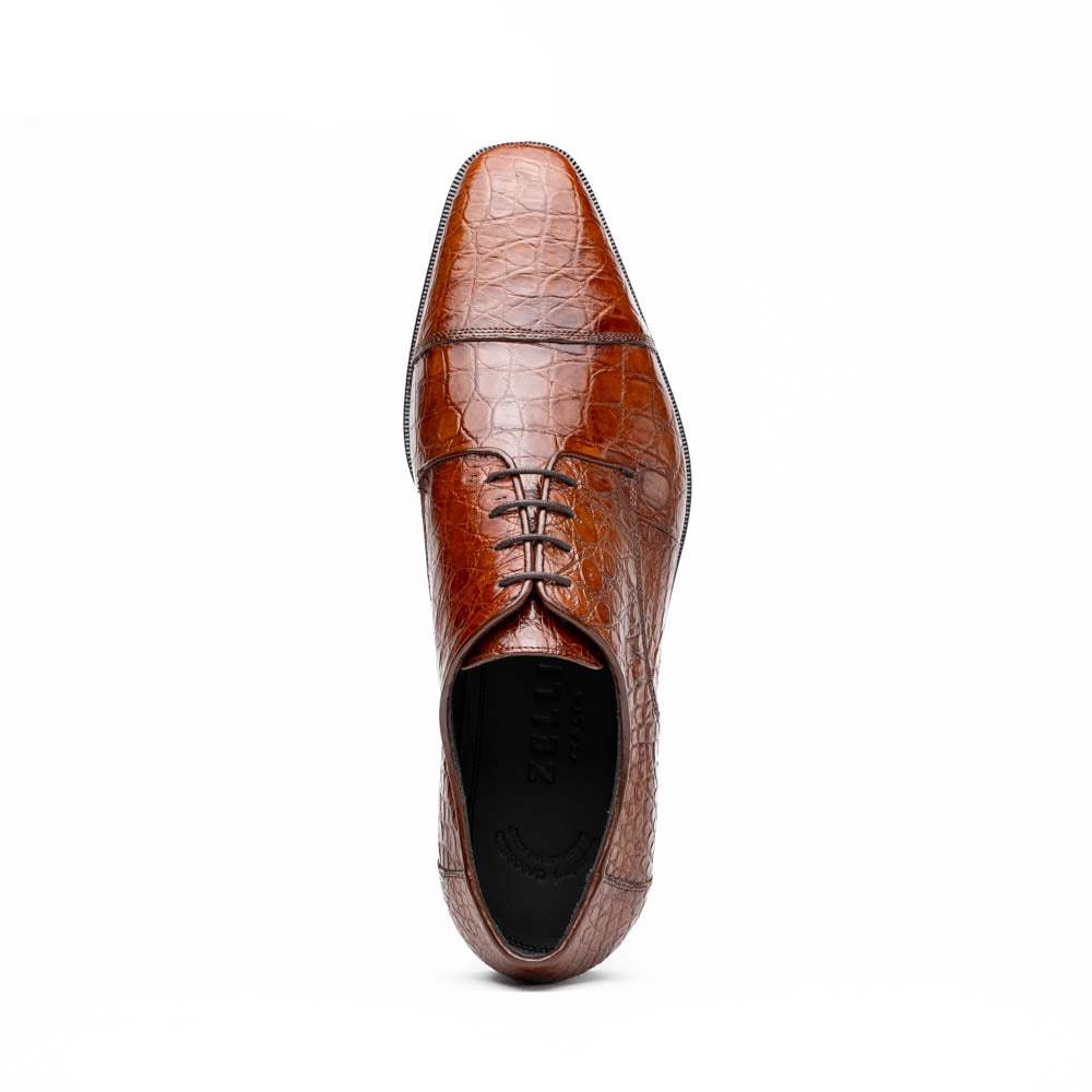 21-532-CGM ANDREA Crocodile Lace Up, Cognac - Zelli Italia - Flyclothing LLC
