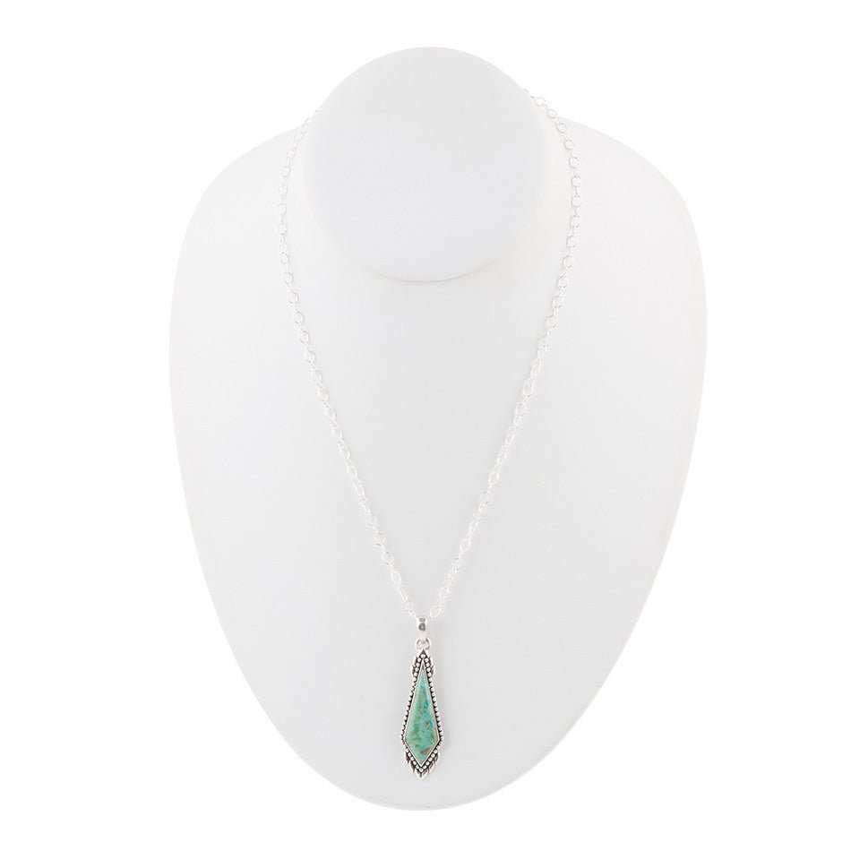 Anemone Long Diamond Turquoise and Sterling Silver Necklace - Barse Jewelry - Flyclothing LLC