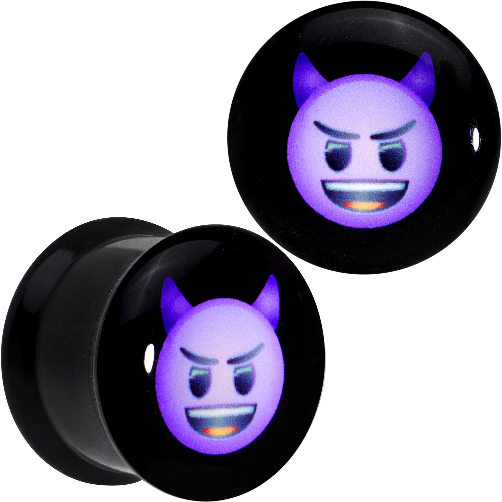 9/16 Licensed Purple Devil emoji Acrylic Double Flare Plug Set - BodyCandy - Flyclothing LLC