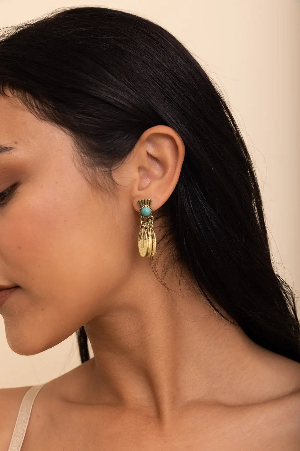 Antique Bronze Turquoise Stone Earrings💎