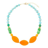 Apricot Orange Agate Chunky Golden Statement Necklace - Barse Jewelry