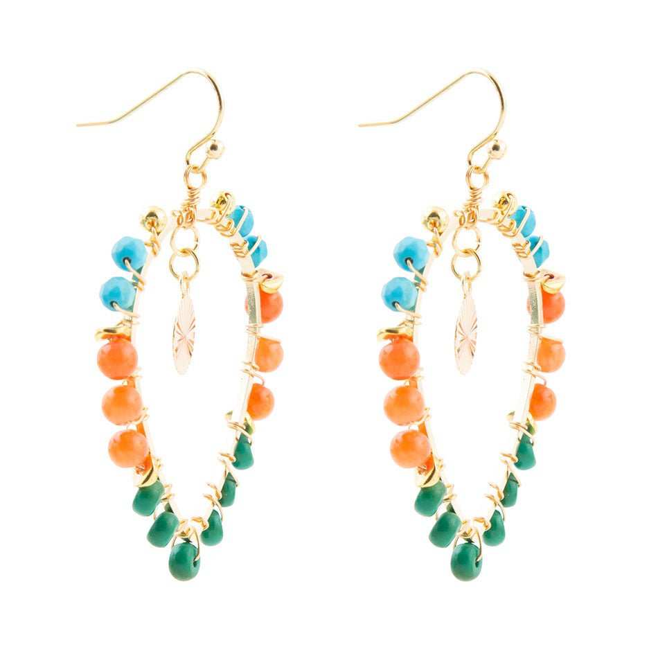 Apricot Teals Multicolor Golden Statement Earrings - Barse Jewelry - Flyclothing LLC