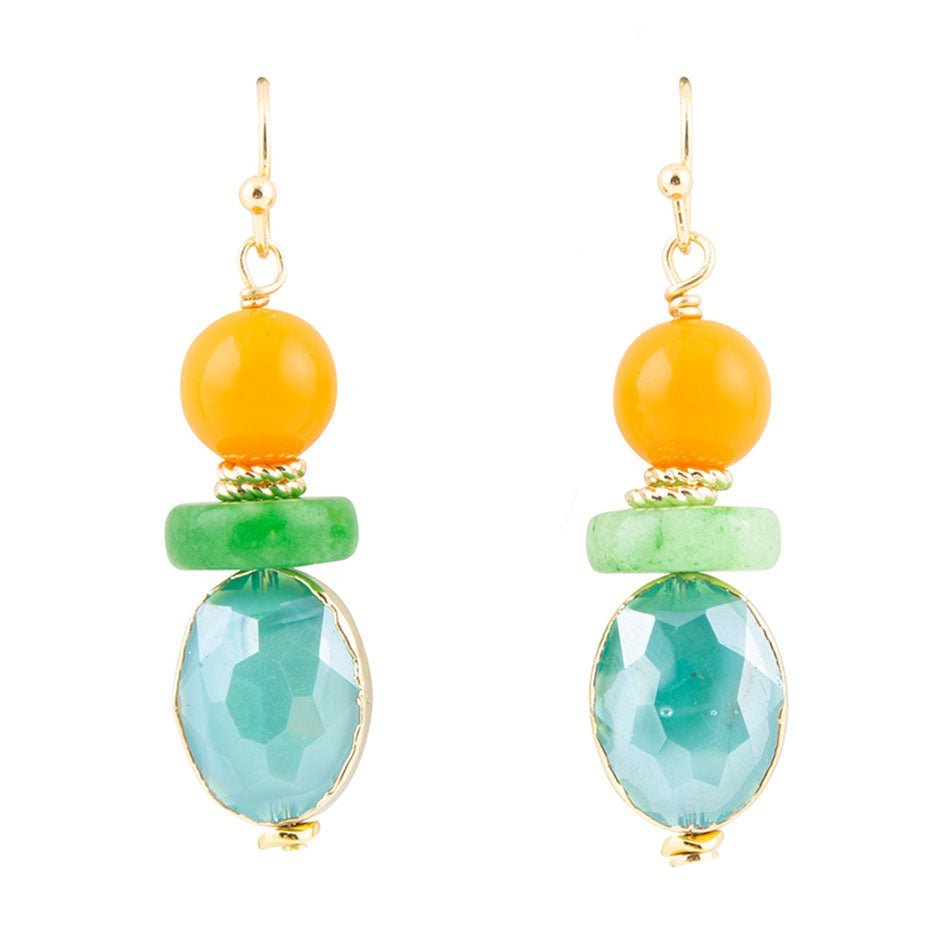 Apricot Colorful Golden Drop Earrings - Barse Jewelry
