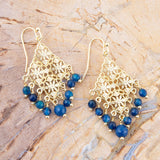 Argo Blue Jade Golden Drop Chandelier Earrings - Barse Jewelry