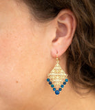 Argo Blue Jade Golden Drop Chandelier Earrings - Barse Jewelry