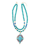 Argo Blue Apatite and Golden Bronze Pendant Necklace - Barse Jewelry - Flyclothing LLC