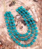 Argo Blue Teal Jade Triple Strand Golden Necklace - Barse Jewelry