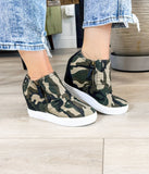 Ari Sneaker Wedge in Camo - Naughty Monkey