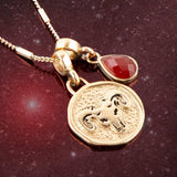 Aries - Zodiac Red Carnelian Golden Charm Necklace - Barse Jewelry - Flyclothing LLC