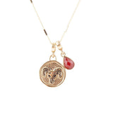 Aries - Zodiac Red Carnelian Golden Charm Necklace - Barse Jewelry - Flyclothing LLC