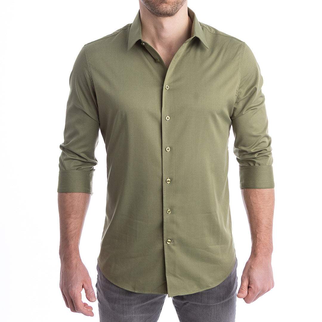 goTIELESS Ultimate Dress Shirt (Army Green) - Million Dollar Collar - Flyclothing LLC