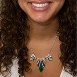 Art Deco Colorful Inlaid Golden Statement Necklace - Barse Jewelry - Flyclothing LLC