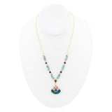 Art Deco Colorful Inlay Golden Necklace