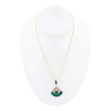 Art Deco Colorful Inlay Golden Pendant Necklace - Barse Jewelry - Flyclothing LLC