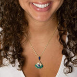 Art Deco Colorful Inlay Golden Pendant Necklace - Barse Jewelry - Flyclothing LLC